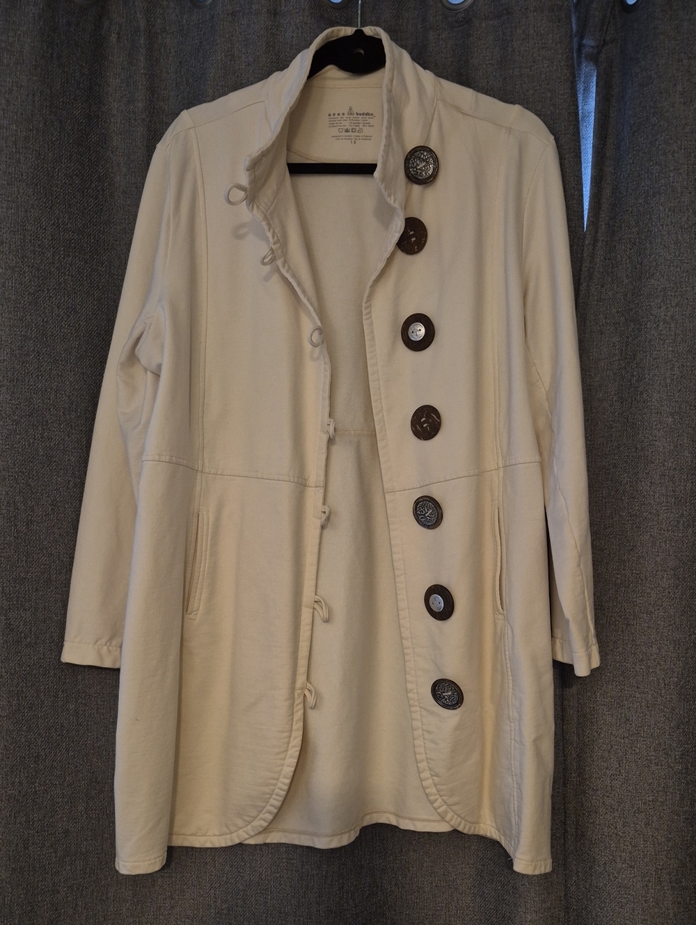 **COTTON**Neon buddha Cream Button-Front Trench Coat..